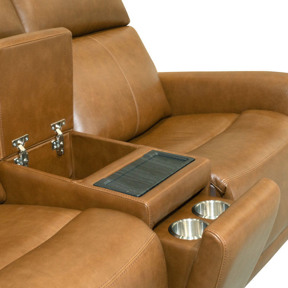 Alister Power Gliding Loveseat with Console, Power Headrests & Lumbar - Leather 734-72
