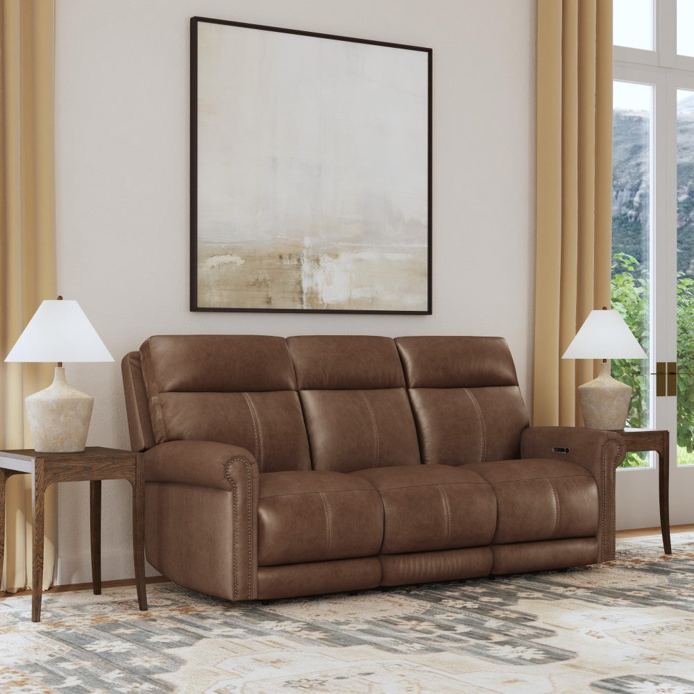 Alexander Power Reclining Sofa with Console, Power Headrest & Lumbar - Leather 706-71