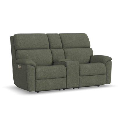 Porter Power Reclining Loveseat with Console, Power Headrest, & Lumbar - Fabric 365-72