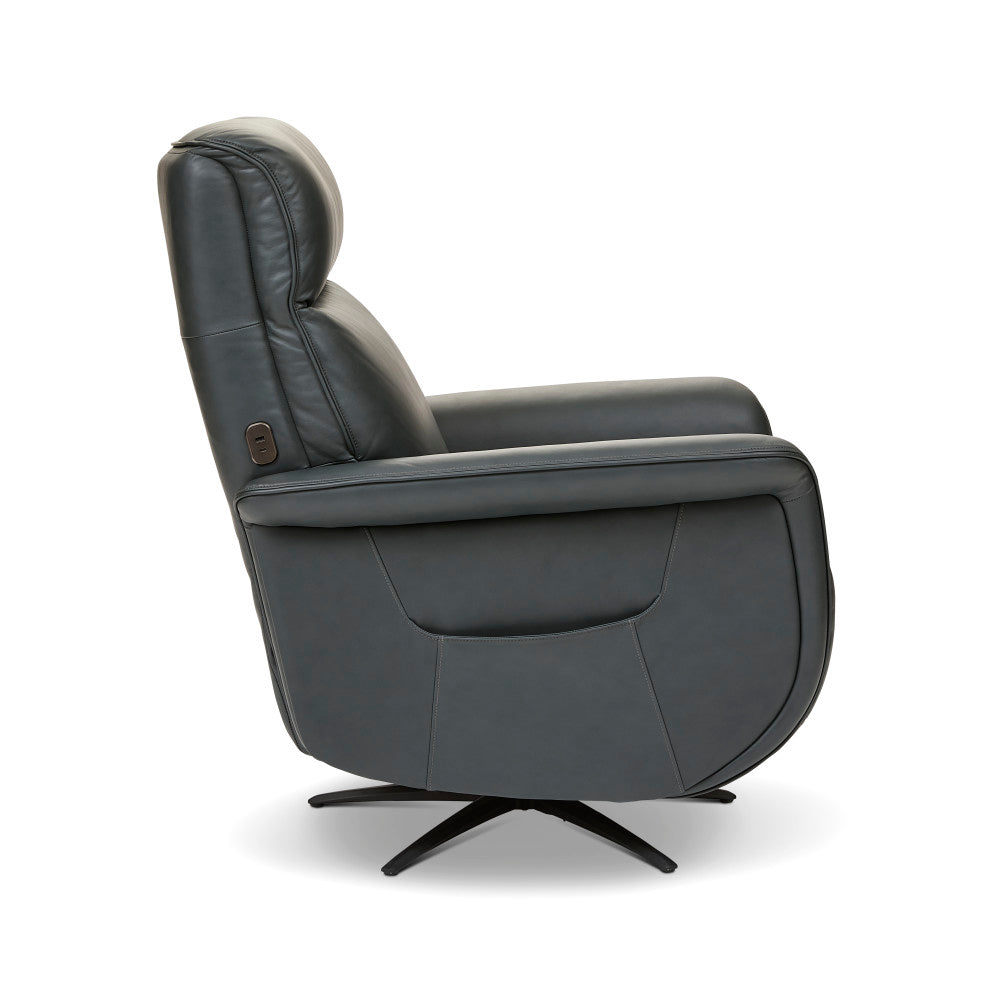 Haven Power Swivel Recliner with Power Headrest, Lumbar, Heat, Massage & Ventilation - Leather 367-40