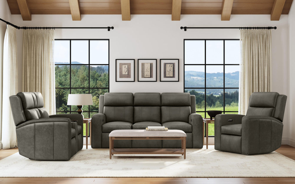 Wyatt Power Reclining Sofa with Power Headrests & Lumbar - Leather 705-02