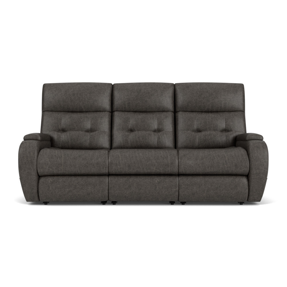 Strait Power Reclining Sofa with Power Headrests - Leather 653-80
