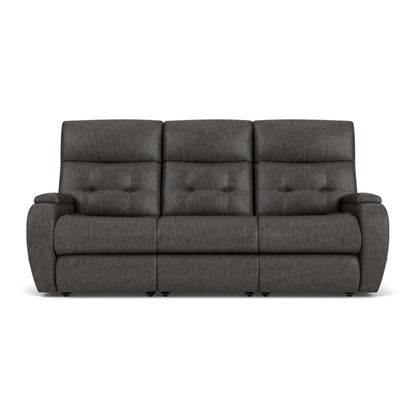 Strait Power Reclining Sofa with Power Headrests - Leather 653-80