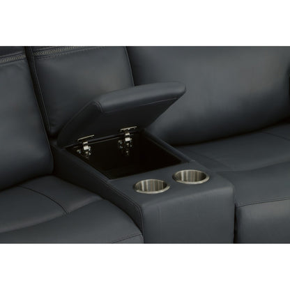 Sawyer Pwr Recl Loveseat w/ Console, Pwr Hdrsts, Lumbar - Leather 009-42