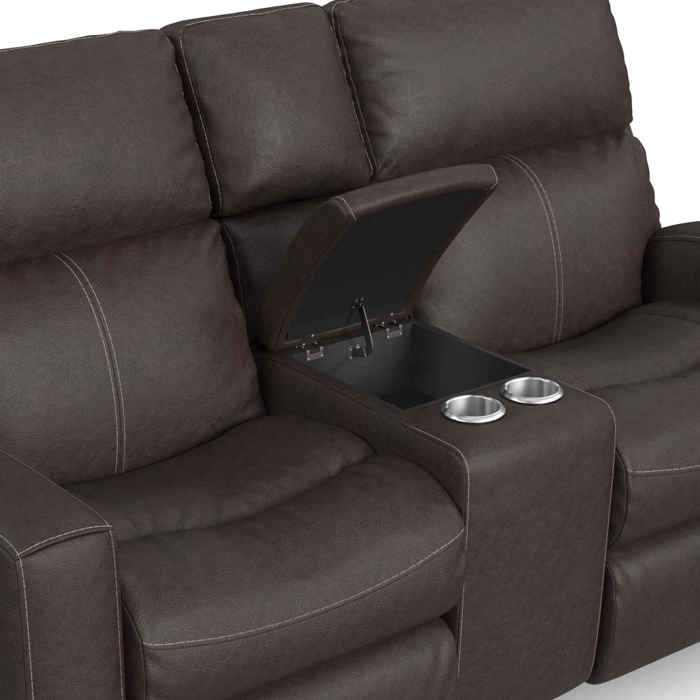 Score Power Reclining Loveseat with Console & Power Headrests & Lumbar - Leather 654-70