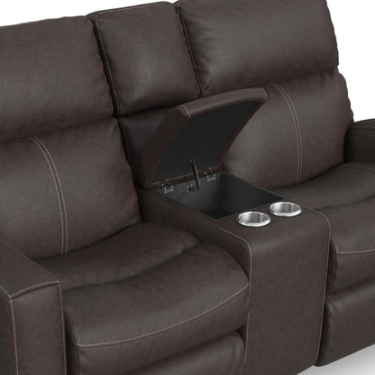 Score Power Reclining Loveseat with Console & Power Headrests & Lumbar - Leather 654-70