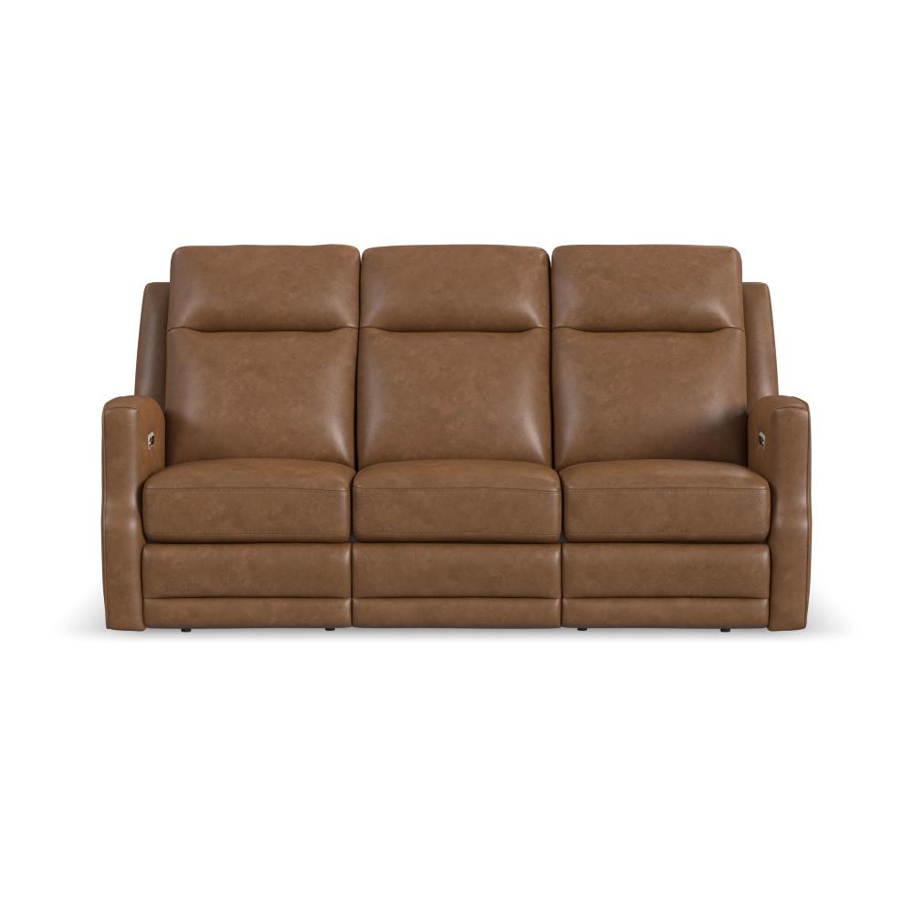 Maxwell Power Reclining Sofa with Power Headrests and Lumbar - Brown