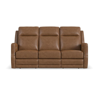 Maxwell Power Reclining Sofa with Power Headrests and Lumbar - Brown