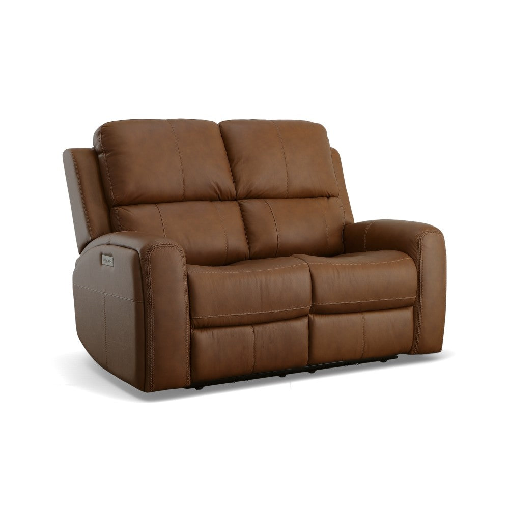 Linden Power Reclining Loveseat with Power Headrests & Lumbar - Leather 946-72
