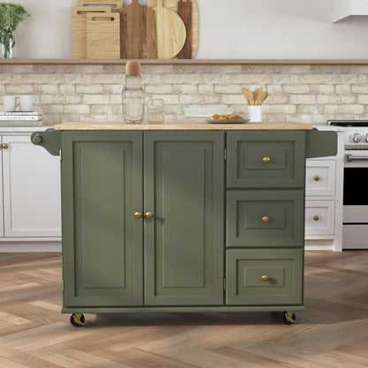 Dolly Madison Drop Leaf Kitchen Cart - Green