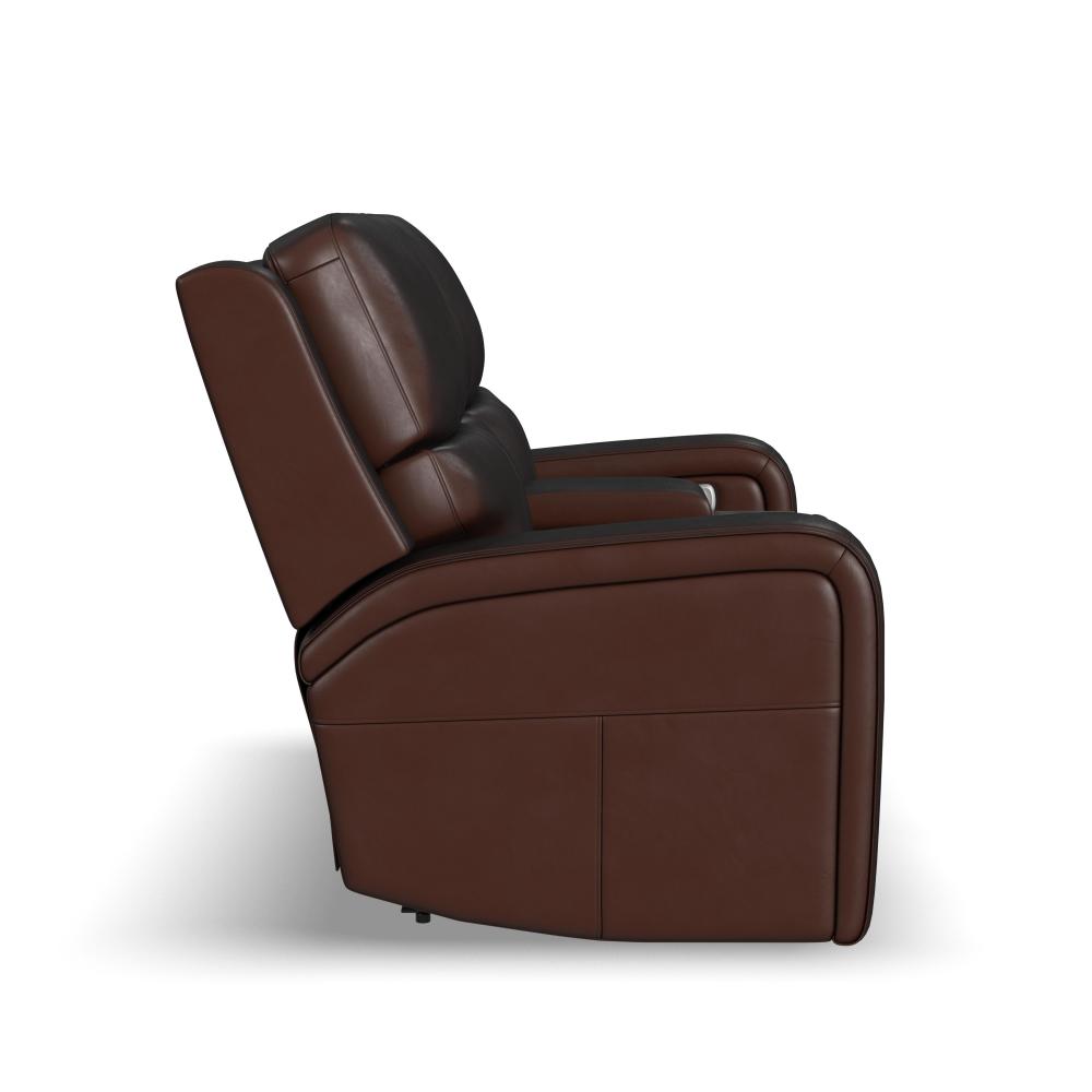 Oasis Power Reclining Loveseat with Console, Power Headrests, Lumbar, Heat & Massage - Brown