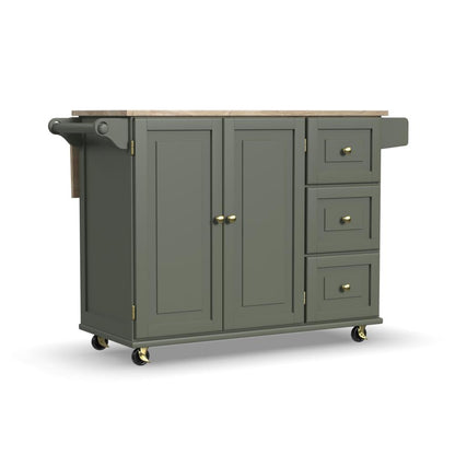 Dolly Madison Drop Leaf Kitchen Cart - Green