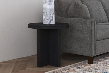 Waterfall Round End Table - Black