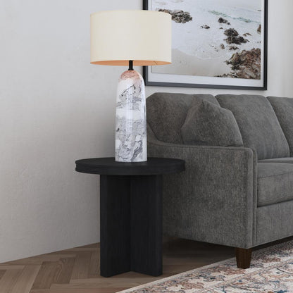 Waterfall Round End Table - Black