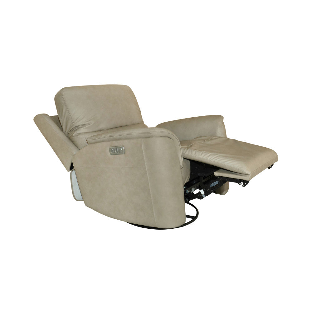 Henry Power Swivel Gliding Recliner with Power Headrest, Lumbar, Heat & Massage - Beige