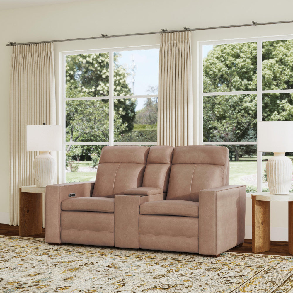 Dutch Power Reclining Loveseat with Console, Power Headrest & Lumbar - Leather 562-82