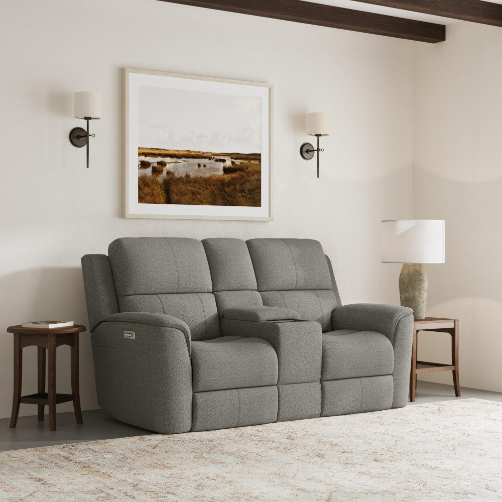 Henry Power Reclining Loveseat with Console & Power Headrests & Lumbar - Fabric 425-01