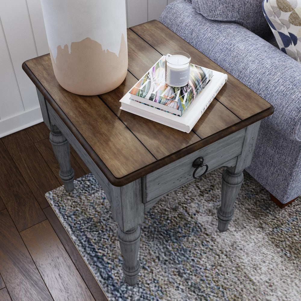 Plymouth End Table - Gray, Brown - 5000003396