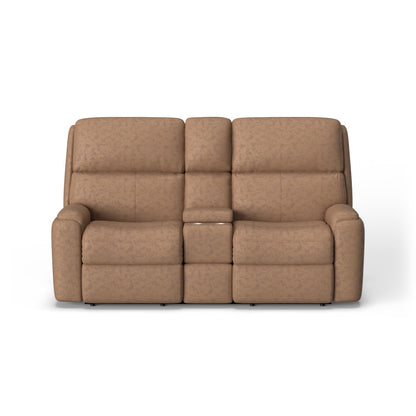 Rio Power Reclining Loveseat with Console - Leather 653-80