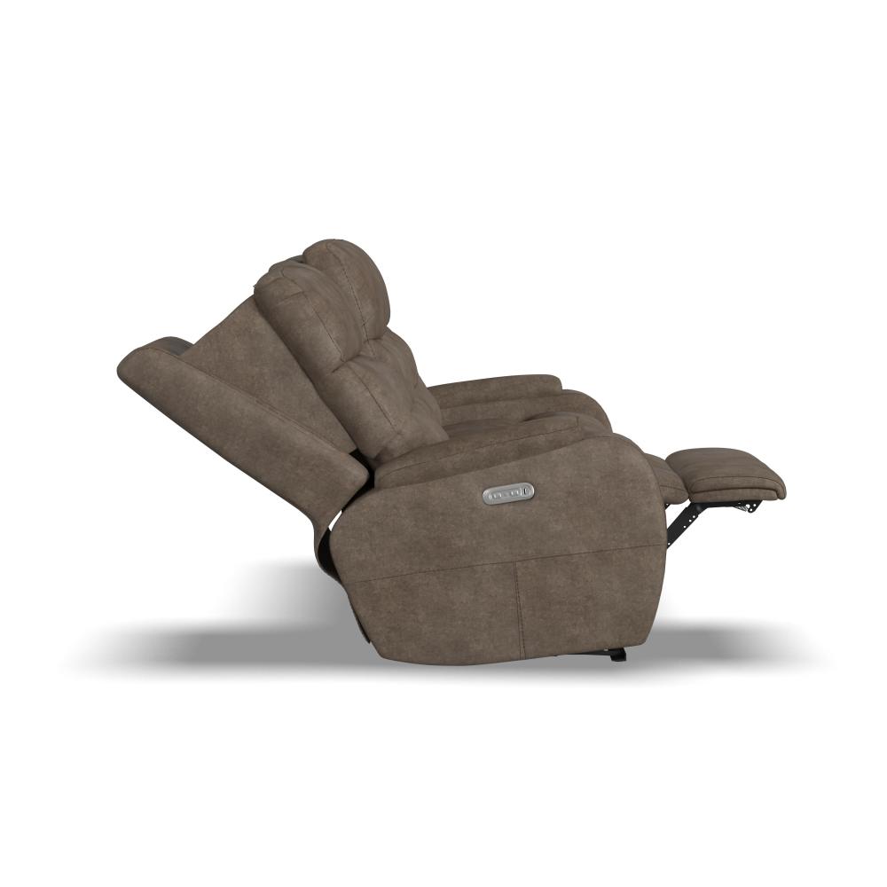 Strait Power Reclining Sofa with Power Headrests - Leather 653-80