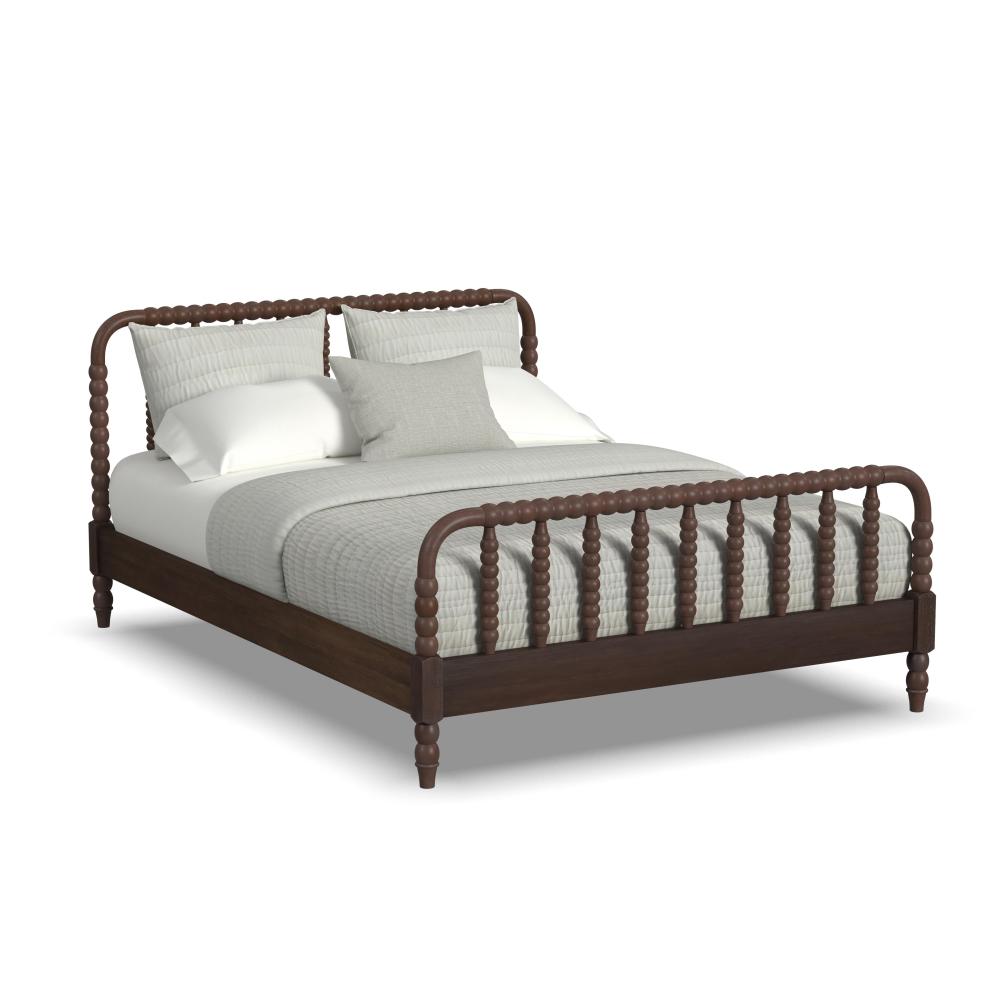 Spindle Queen Bed and Two Nightstands - Brown