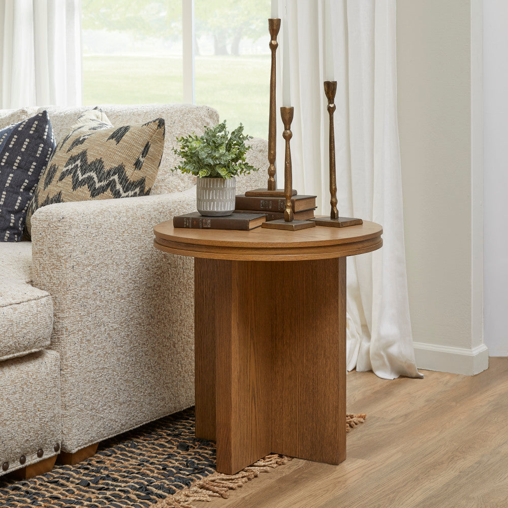 Waterfall Round End Table - Brown