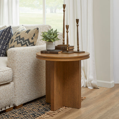 Waterfall Round End Table - Brown