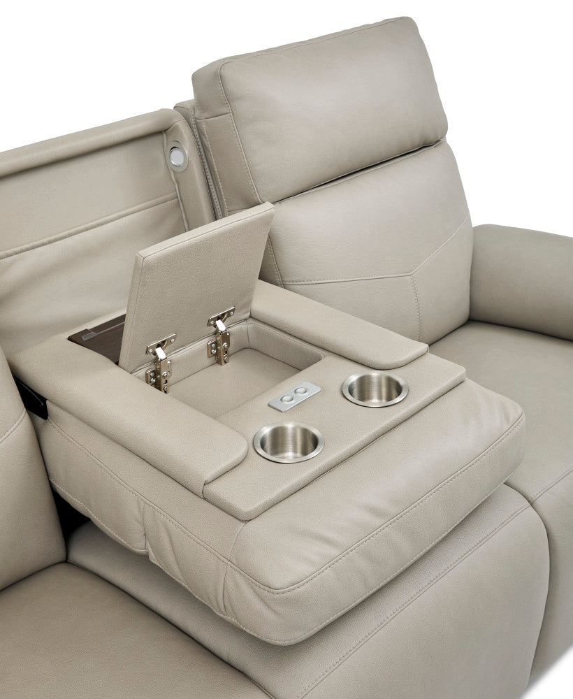 Vernon Power Reclining Sofa with Console, Power Headrest, Lumbar, Heat & Massage - Fabric 386-01