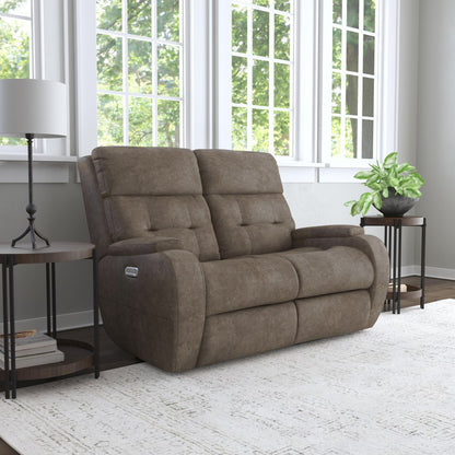 Strait Power Reclining Loveseat with Power Headrests - Leather 653-80