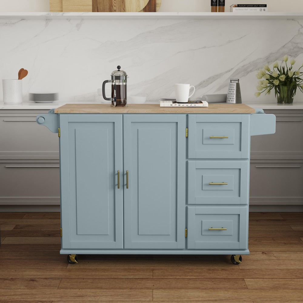 Dolly Madison Drop Leaf Kitchen Cart - Blue - 5000003834