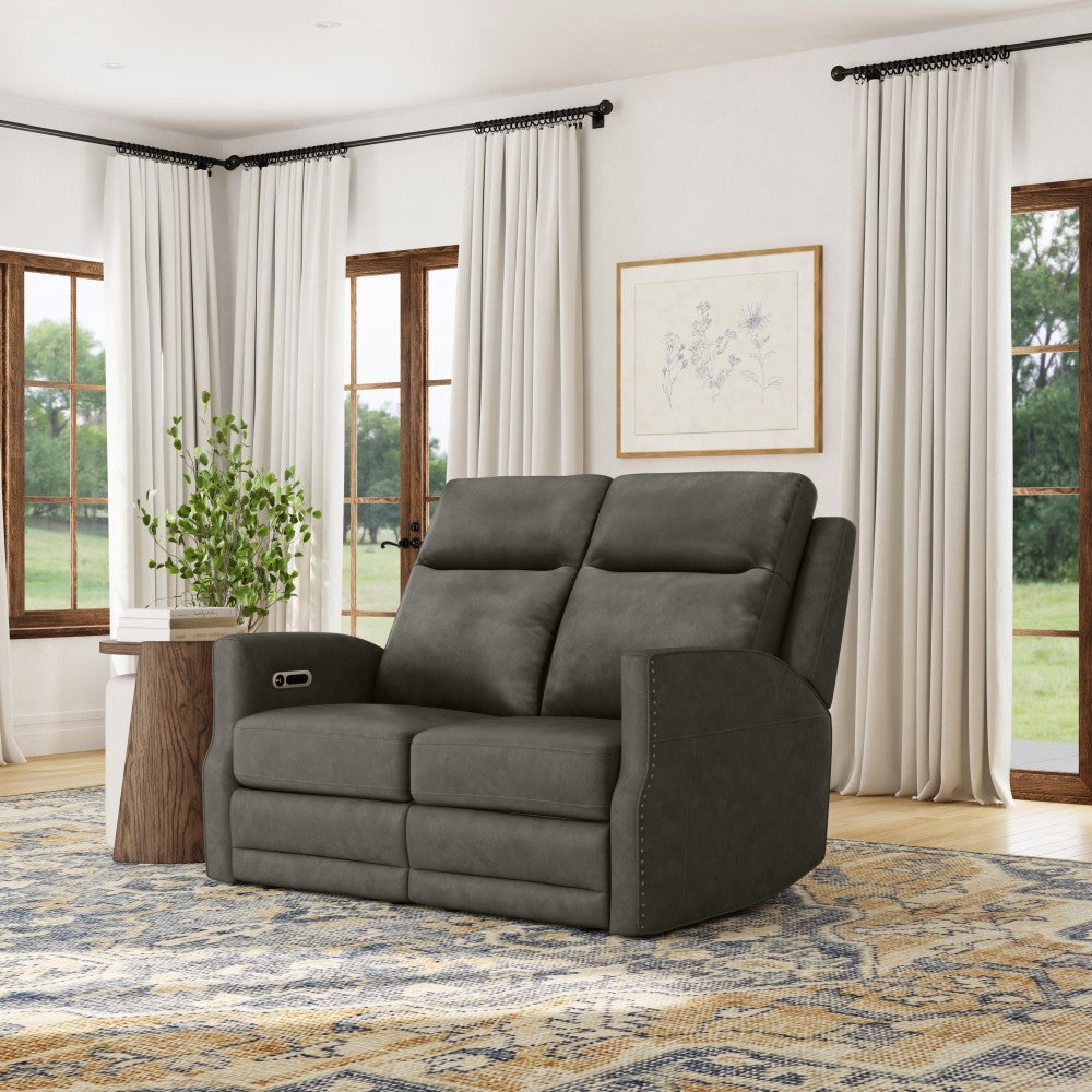 Maxwell Power Reclining Loveseat with Power Headrests and Lumbar - Gray