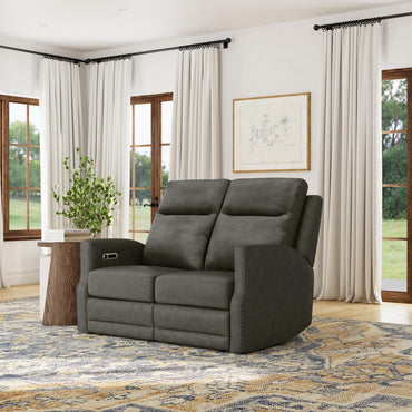Maxwell Power Reclining Loveseat with Power Headrests and Lumbar - Gray