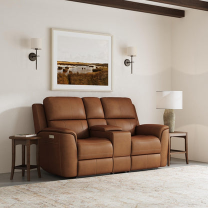 Henry Power Reclining Loveseat with Console & Power Headrests & Lumbar - Leather 946-72