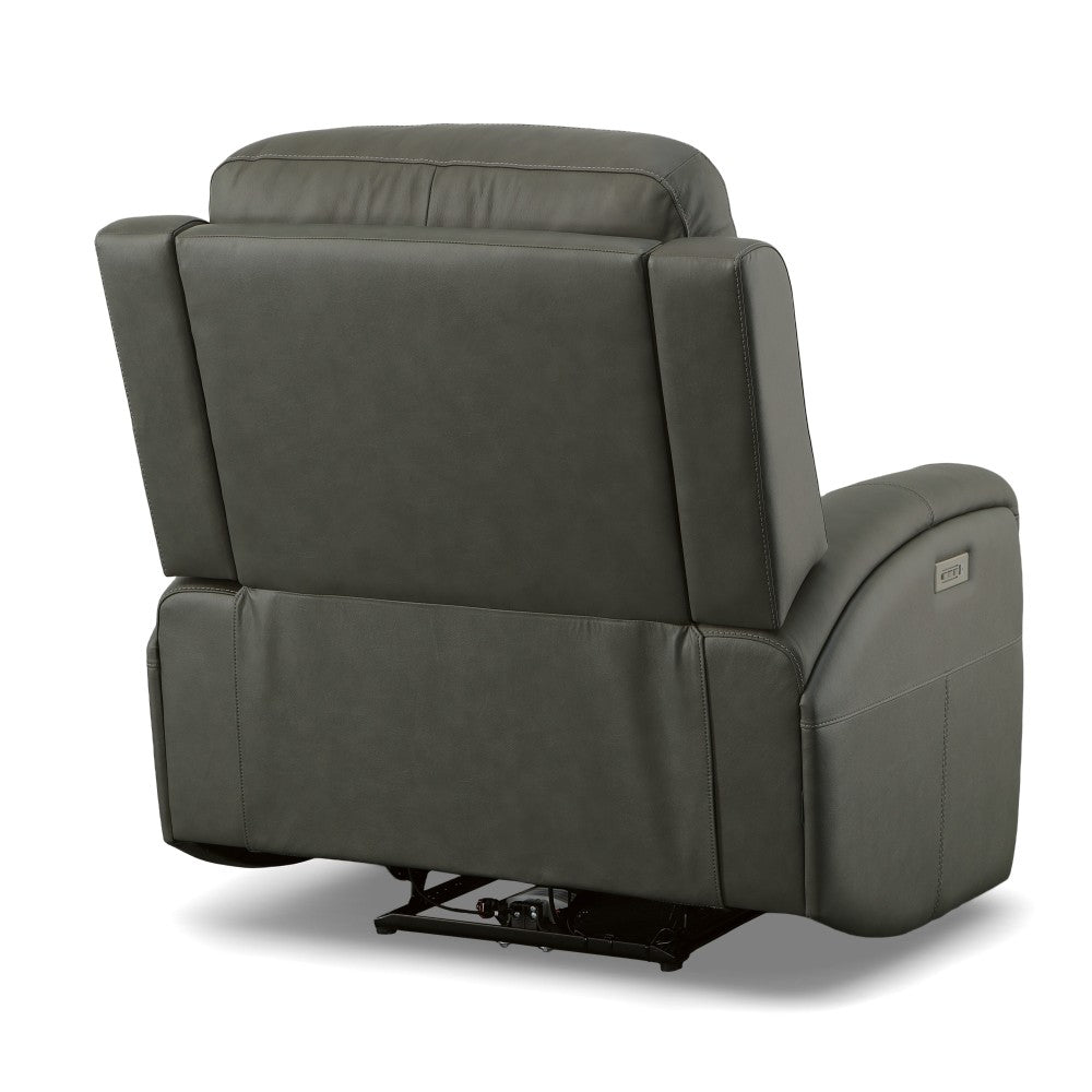 Linden Power Swivel Gliding Recliner with Power Headrest, Lumbar, Heat & Massage - Black