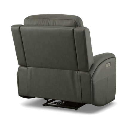 Linden Power Swivel Gliding Recliner with Power Headrest, Lumbar, Heat & Massage - Black