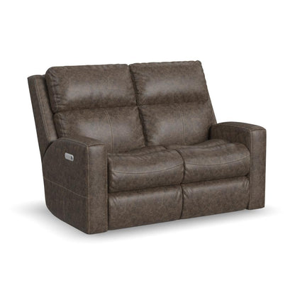 Score Power Reclining Loveseat with Power Headrests & Lumbar - Leather 654-70