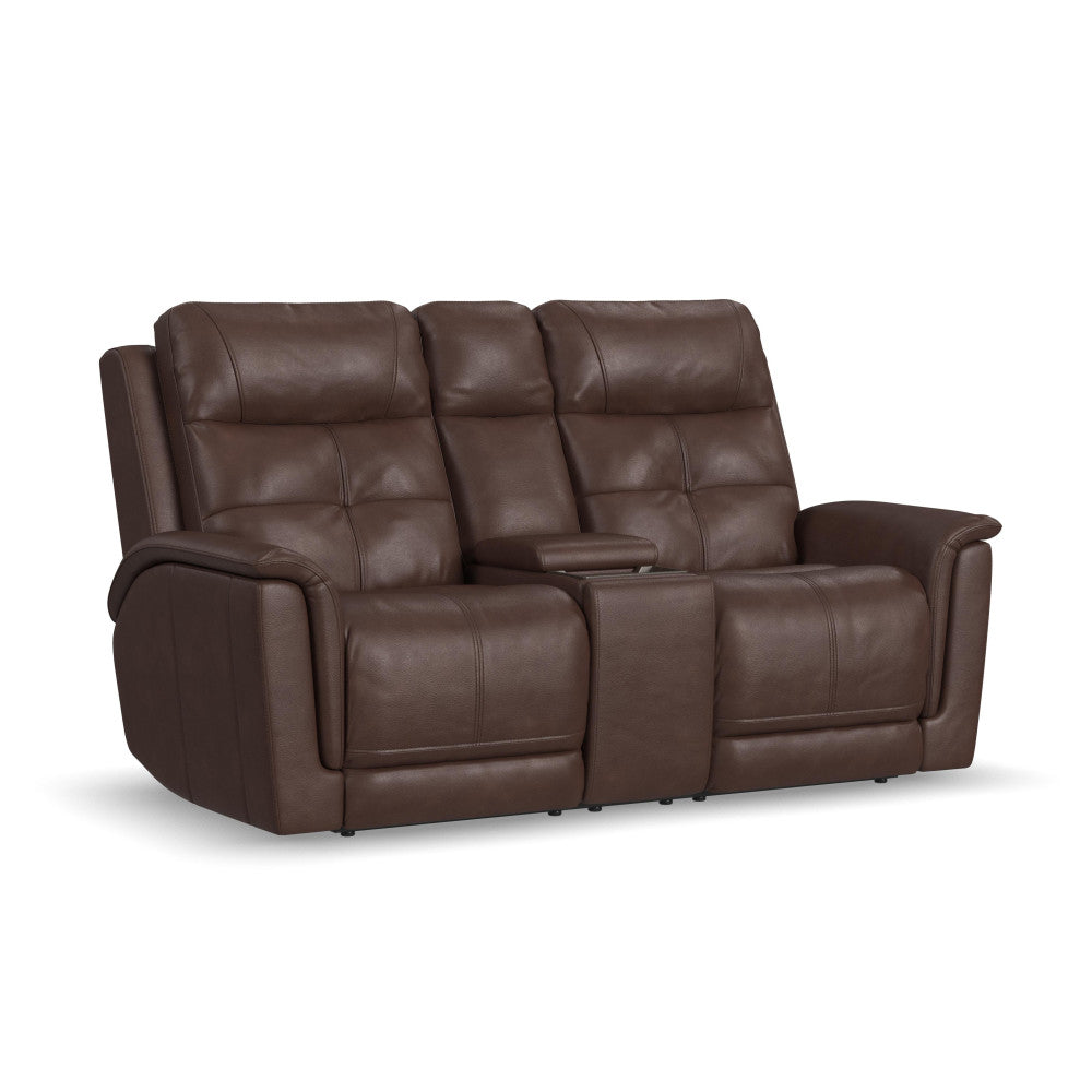 Ranger Power Reclining Loveseat with Console, Power Headrest, Lumbar, Heat & Massage - Leather 439-70