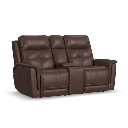 Ranger Power Reclining Loveseat with Console, Power Headrest, Lumbar, Heat & Massage - Leather 439-70