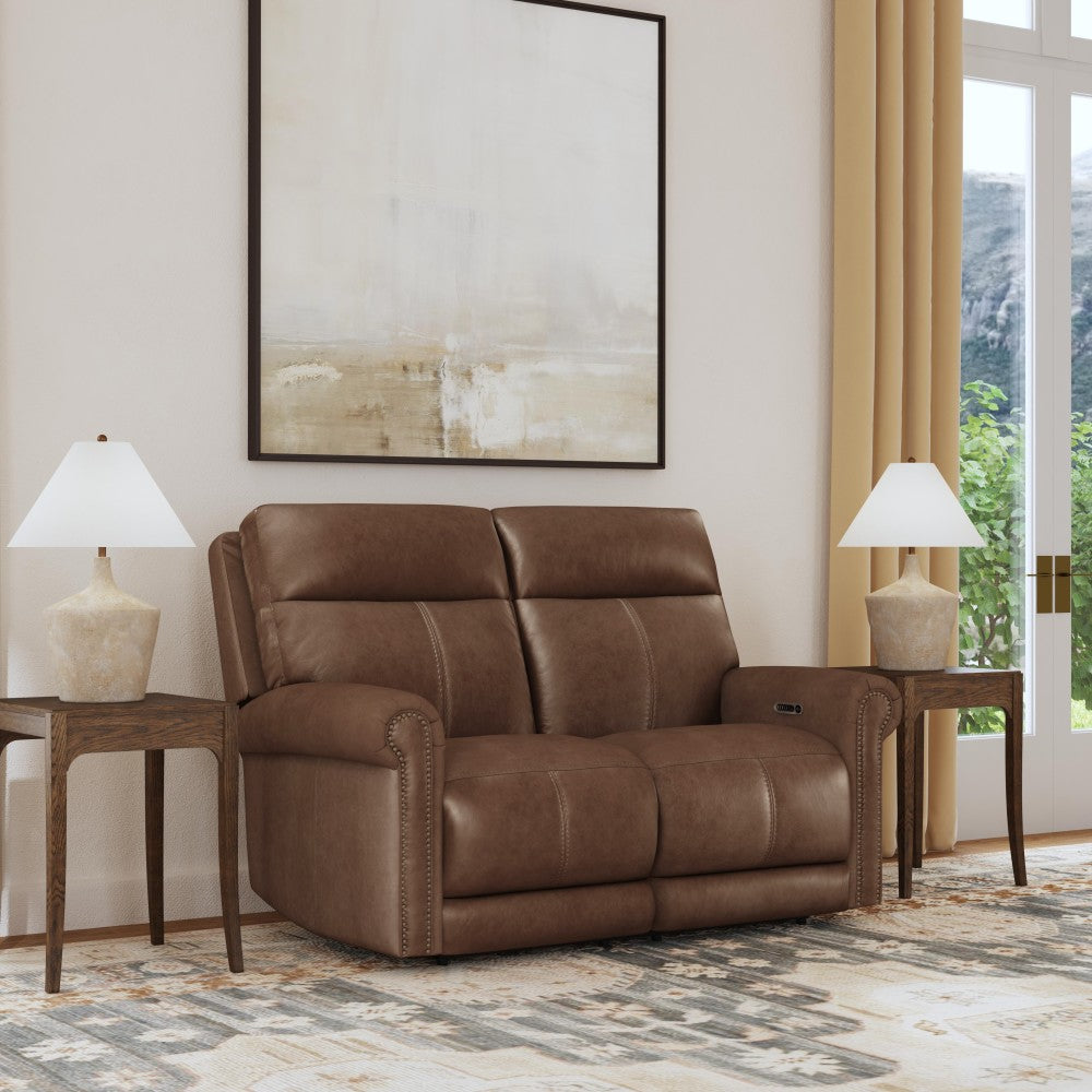 Alexander Power Reclining Loveseat with Power Headrest & Lumbar - Leather 706-71