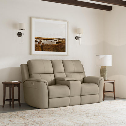 Henry Power Reclining Loveseat with Console & Power Headrests & Lumbar - Leather 946-80