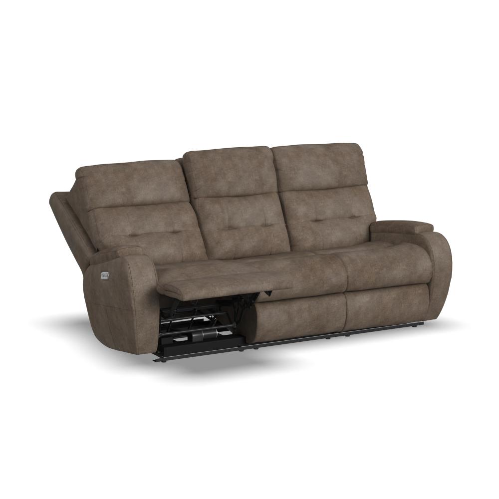 Strait Power Reclining Sofa with Power Headrests - Leather 653-80