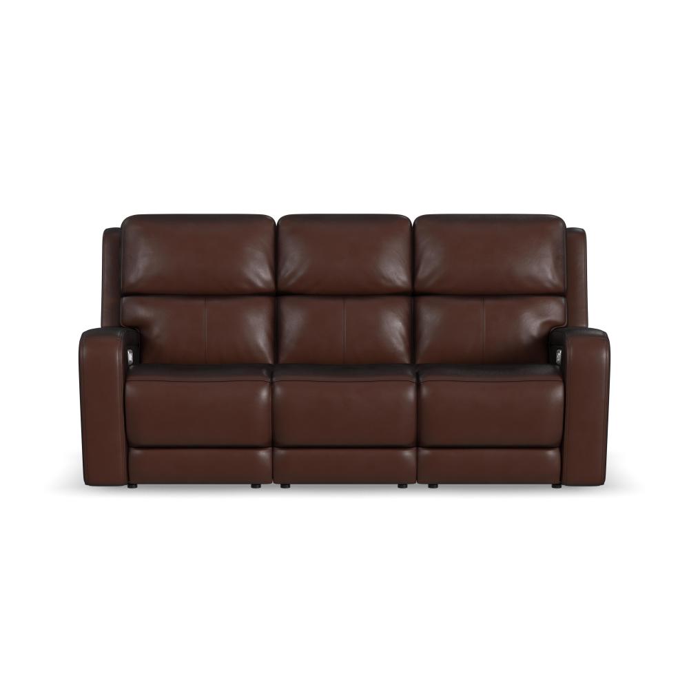 Oasis Power Reclining Sofa with Power Headrests, Lumbar, Heat & Massage - Brown