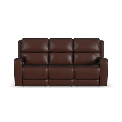 Oasis Power Reclining Sofa with Power Headrests, Lumbar, Heat & Massage - Brown