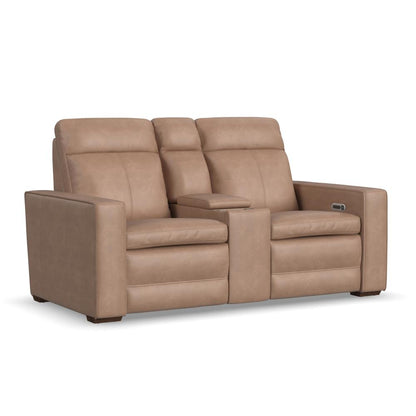 Dutch Power Reclining Loveseat with Console, Power Headrest & Lumbar - Leather 562-82