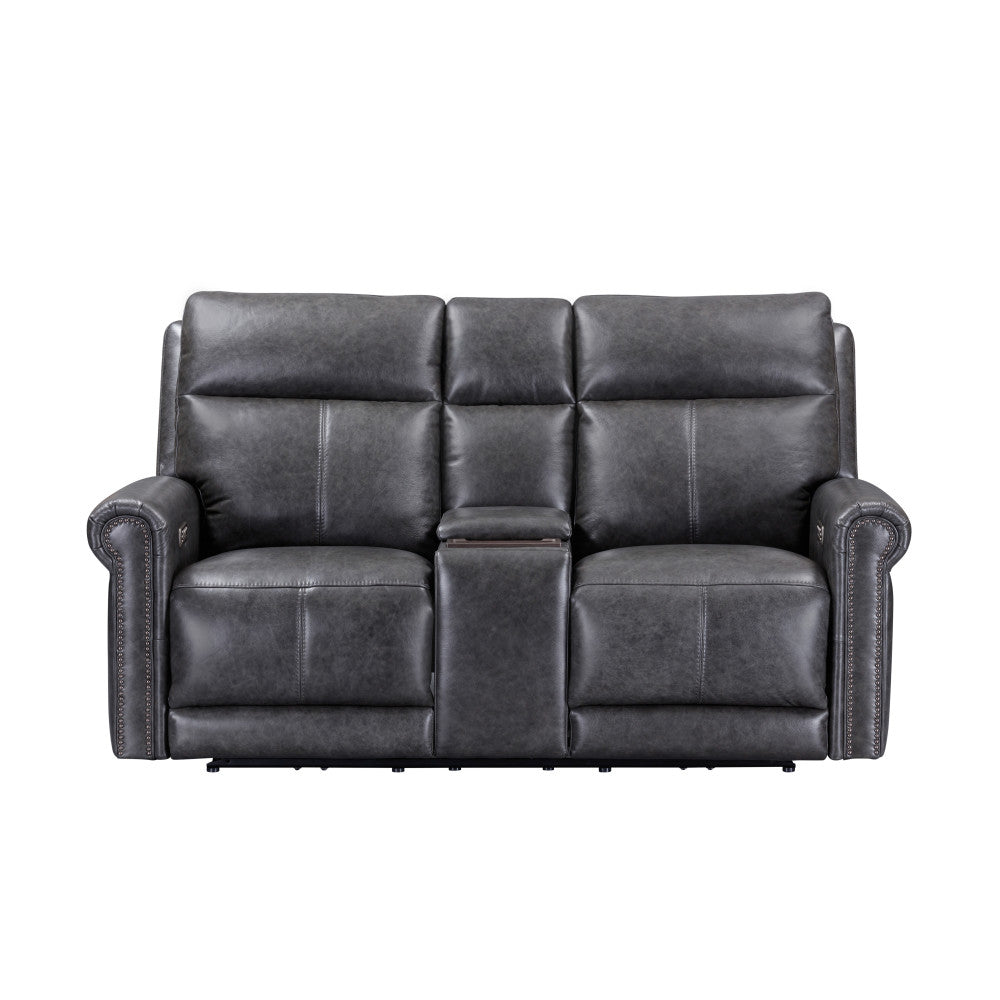 Alexander Power Reclining Loveseat with Console, Power Headrest & Lumbar - Leather 706-03