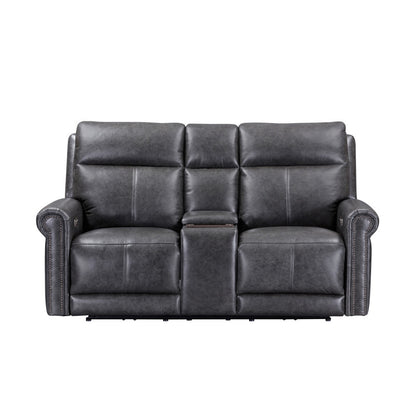 Alexander Power Reclining Loveseat with Console, Power Headrest & Lumbar - Leather 706-03