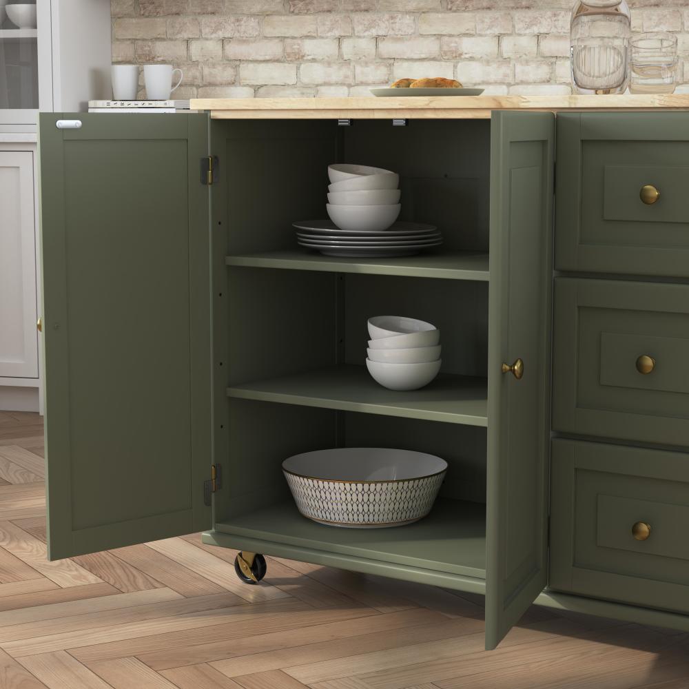 Dolly Madison Drop Leaf Kitchen Cart - Green