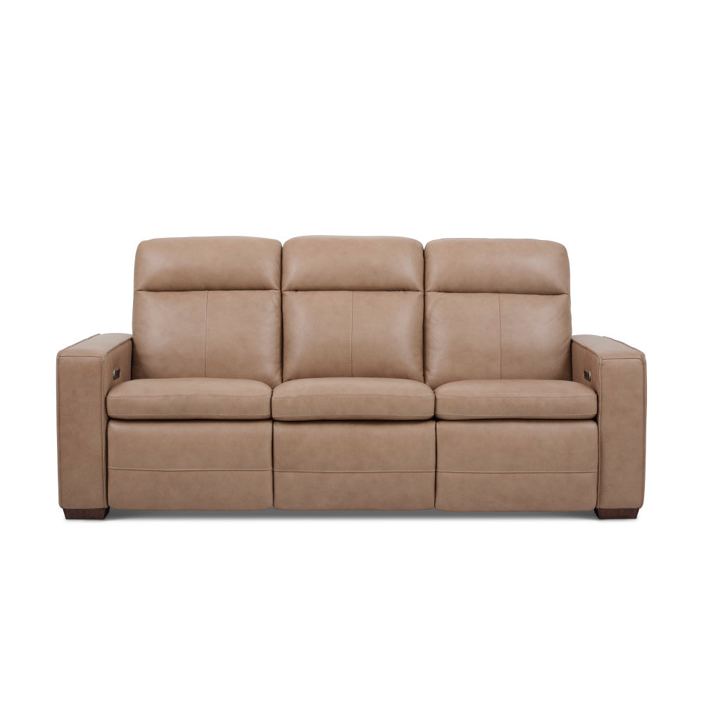 Dutch Power Reclining Sofa with Console, Power Headrest, & Lumbar - Leather 562-82