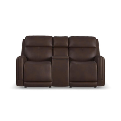 Alister Power Gliding Loveseat with Console, Power Headrests & Lumbar - Leather 946-71