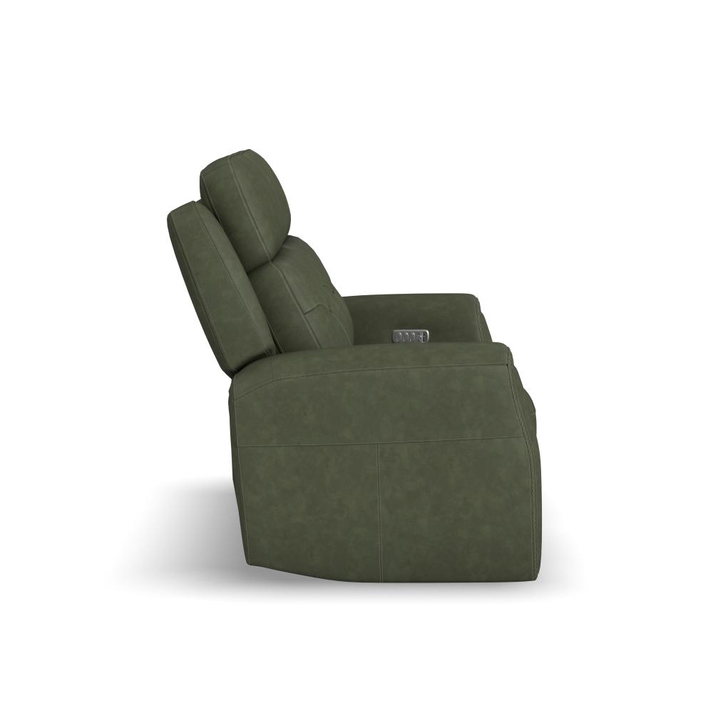 Felix Power Reclining Loveseat with Power Headrest, Lumbar, Heat & Massage - Leather 408-21